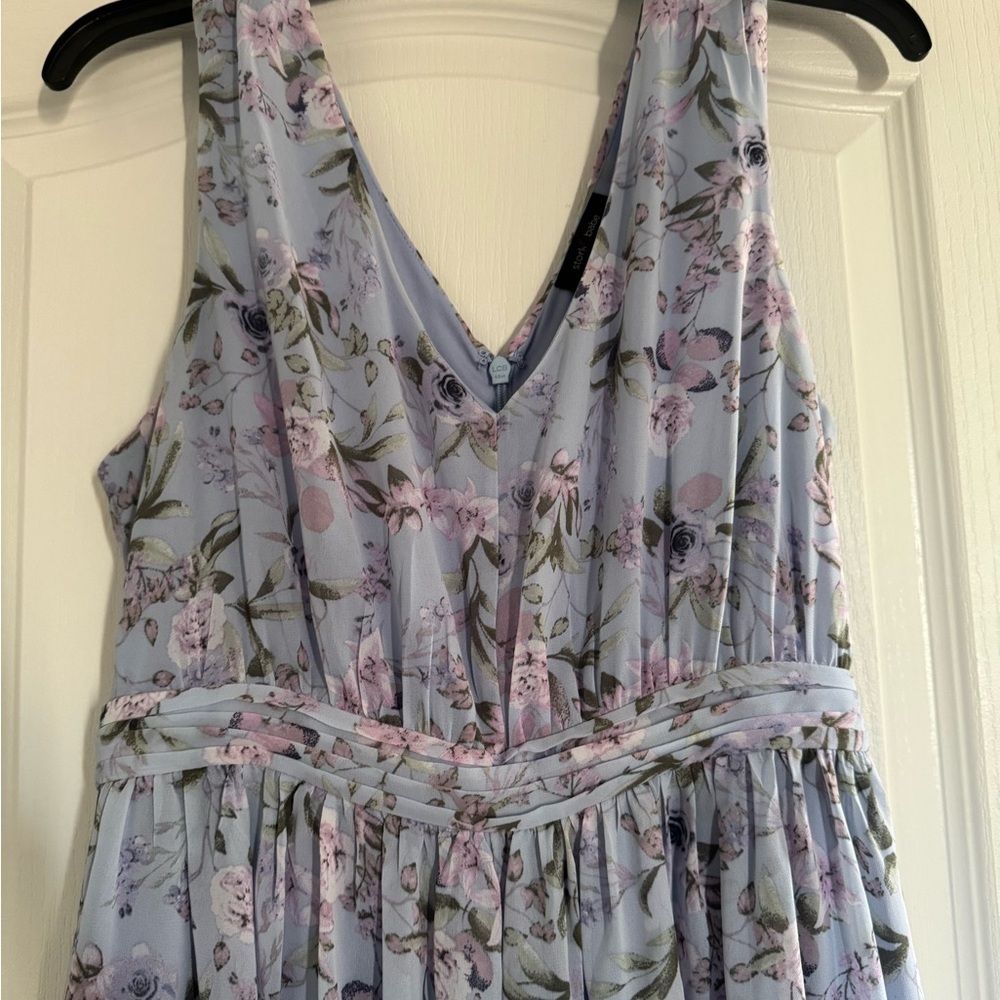 Blue A-Line Wrap Midi Dress for Cocktail Events. Ptp 20” length 38”